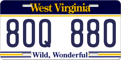WV license plate 8OQ880
