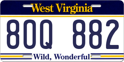 WV license plate 8OQ882