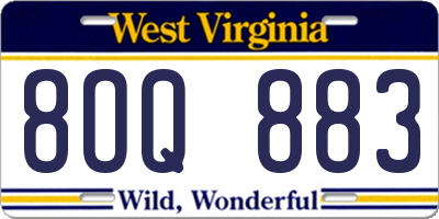 WV license plate 8OQ883