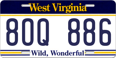 WV license plate 8OQ886
