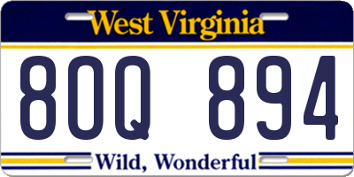 WV license plate 8OQ894