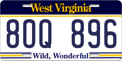 WV license plate 8OQ896