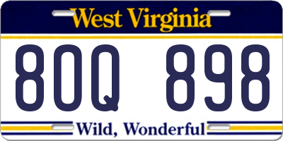 WV license plate 8OQ898