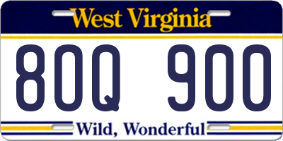 WV license plate 8OQ900