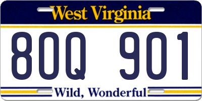 WV license plate 8OQ901
