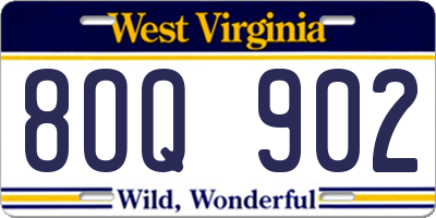 WV license plate 8OQ902