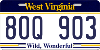 WV license plate 8OQ903