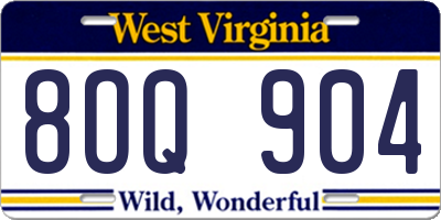 WV license plate 8OQ904