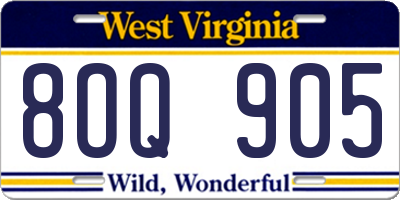 WV license plate 8OQ905