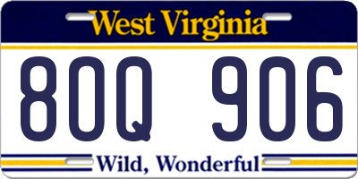 WV license plate 8OQ906