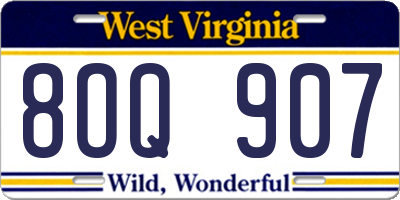 WV license plate 8OQ907
