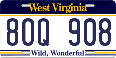 WV license plate 8OQ908