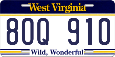 WV license plate 8OQ910