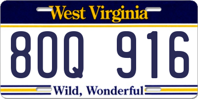 WV license plate 8OQ916
