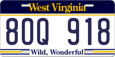 WV license plate 8OQ918
