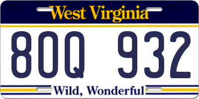 WV license plate 8OQ932