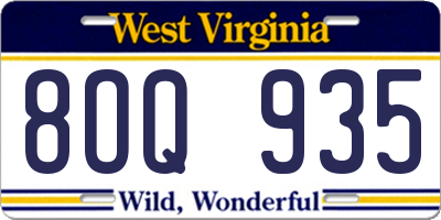 WV license plate 8OQ935
