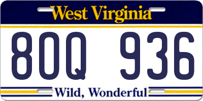 WV license plate 8OQ936