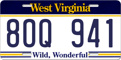 WV license plate 8OQ941