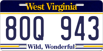 WV license plate 8OQ943