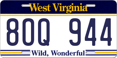 WV license plate 8OQ944