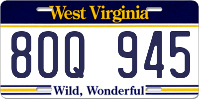WV license plate 8OQ945