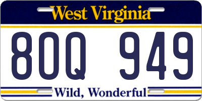 WV license plate 8OQ949