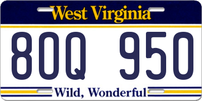 WV license plate 8OQ950