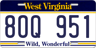 WV license plate 8OQ951