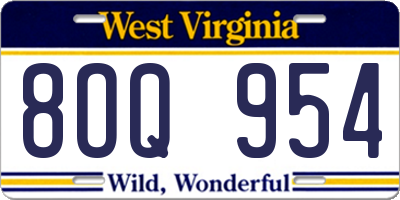 WV license plate 8OQ954