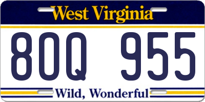 WV license plate 8OQ955