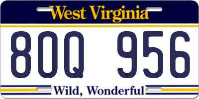 WV license plate 8OQ956