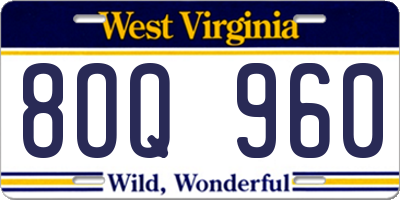 WV license plate 8OQ960