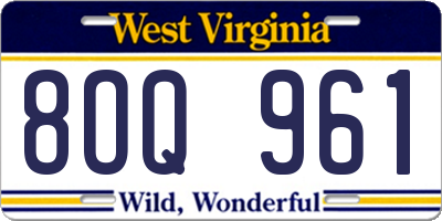 WV license plate 8OQ961