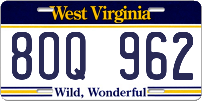 WV license plate 8OQ962