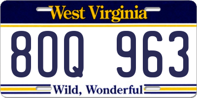 WV license plate 8OQ963