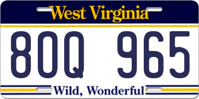 WV license plate 8OQ965
