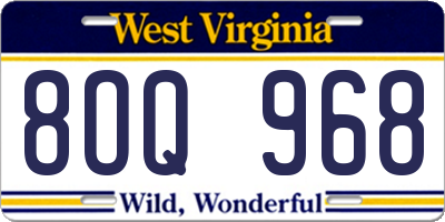 WV license plate 8OQ968