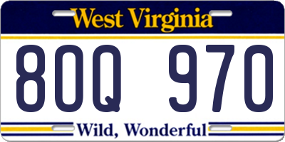 WV license plate 8OQ970