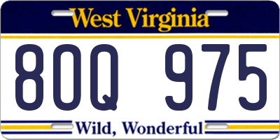 WV license plate 8OQ975