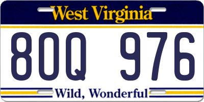 WV license plate 8OQ976
