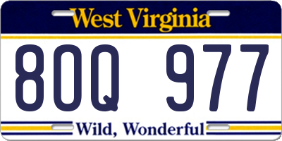 WV license plate 8OQ977