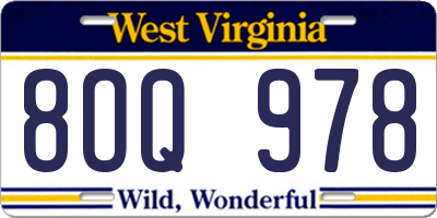 WV license plate 8OQ978