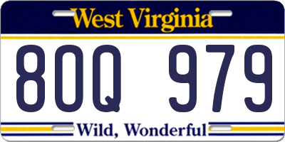 WV license plate 8OQ979