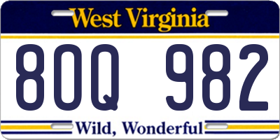 WV license plate 8OQ982