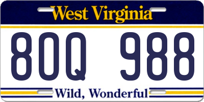WV license plate 8OQ988