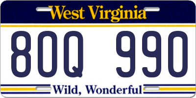 WV license plate 8OQ990