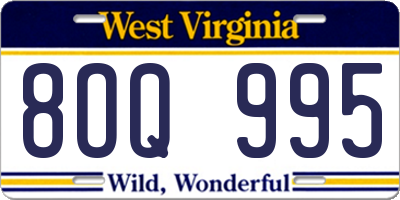 WV license plate 8OQ995