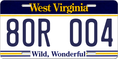 WV license plate 8OR004