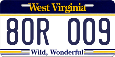 WV license plate 8OR009